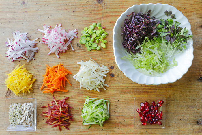 Ingredients for the Super Crunch Salad - julienne like a pro 