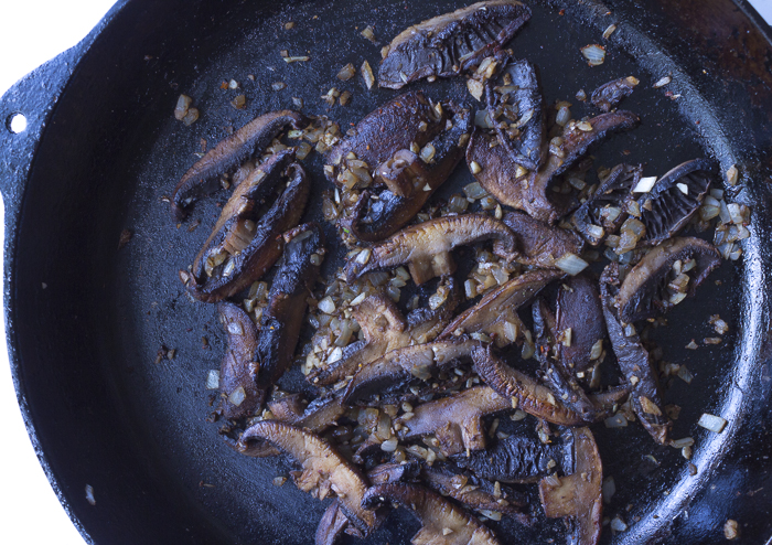 Sauté mushrooms with onions and garlic