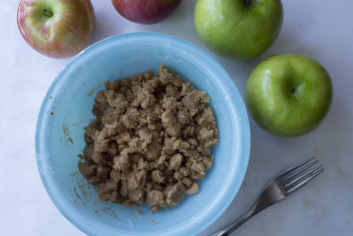 Make the streusel before the batter, then cover the cake with it