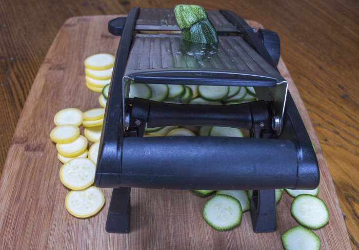 Use a mandoline slicer to cut some of the vegetables