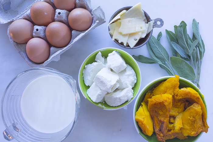 Ingredients for the custard - Kambocha squash is blended into the filling for it's rich color