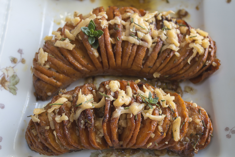 Maple & Harissa Glazed Sweet Potatoes