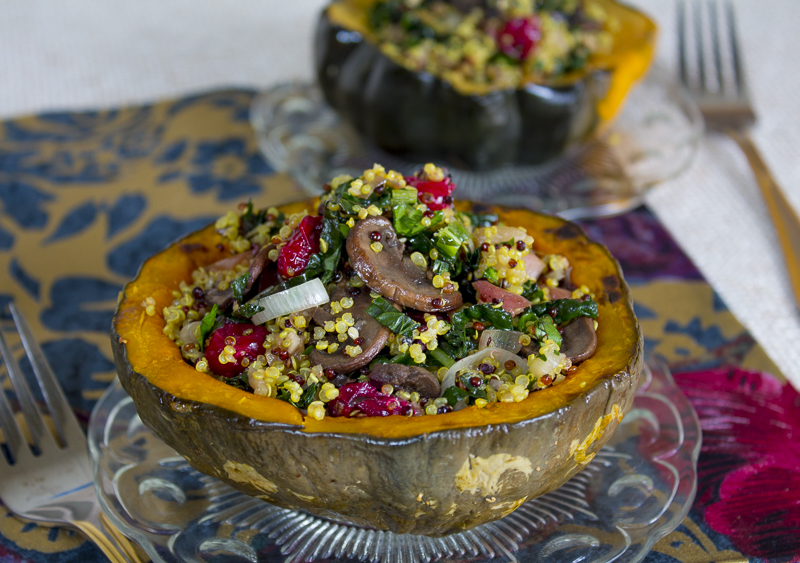 Stuffed Squash with Fruit and Vegetable Quinoa Pilaf