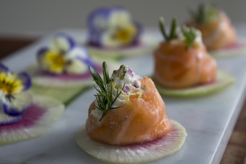 Also try Smoke Salmon Buttons, an open-faced version, top with dill and sprouts