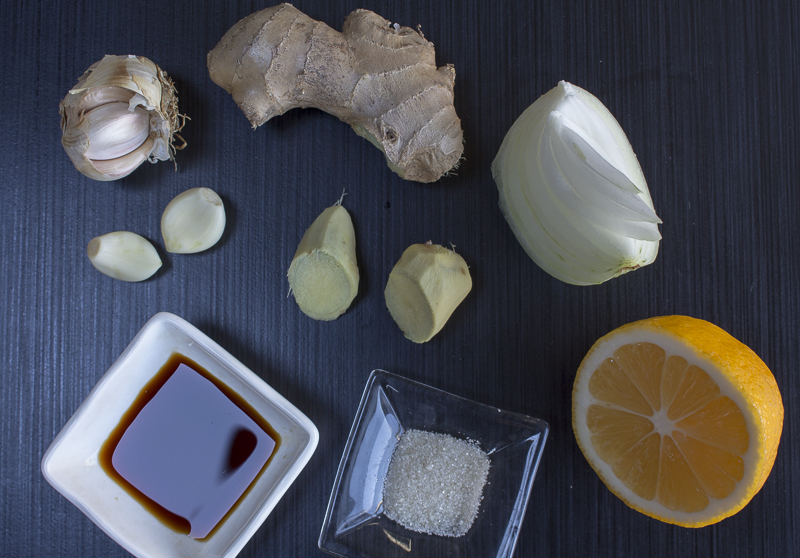 Ingredients for the Meyer Lemon- Ginger Dressing