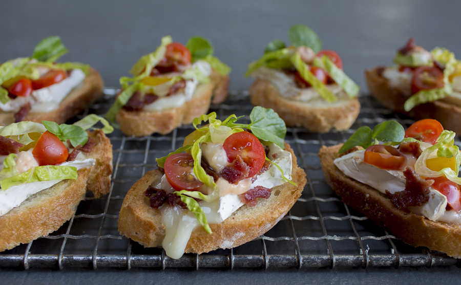 BLT & C Crostini ~ Bacon, Lettuce, Tomato and Cheese