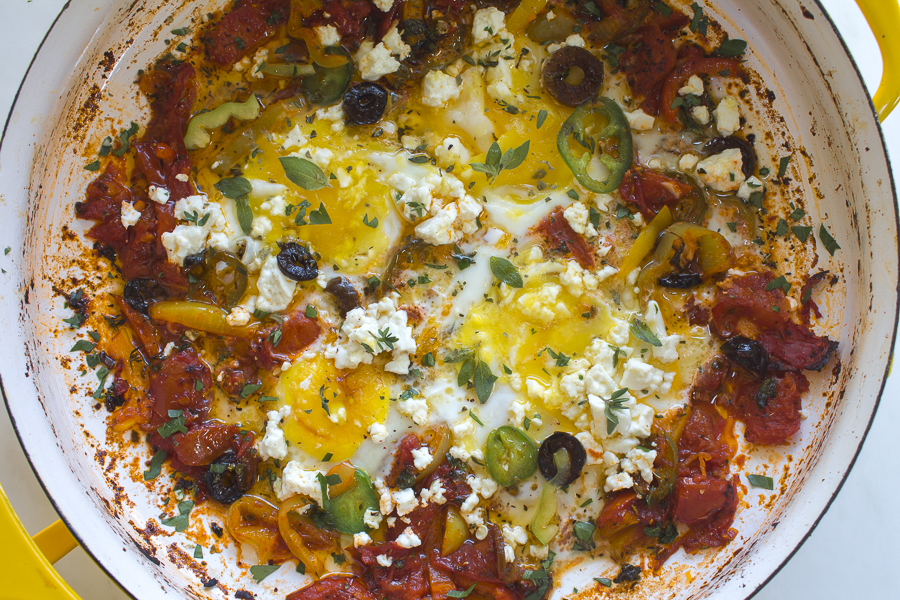 Greek Eggs with Homemade Salsa in a Casserole