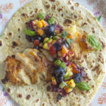 Grilled Halibut with Blueberry Salsa over a Corn Tortilla