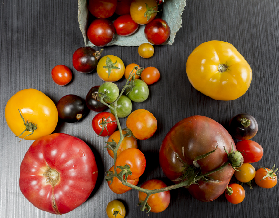 Heirloom Tomatoes add a deep flavor and gorgeous color to the stew