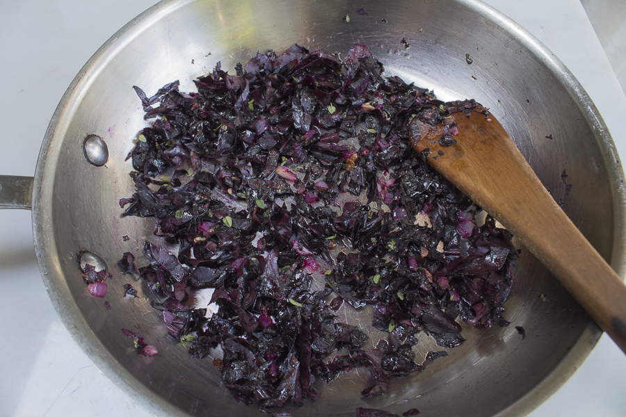 Sauté beet greens with garlic, onion and seasonings in olive oil ~ then blend to make a vinaigrette