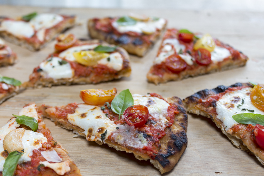 Grilled Pizza with Raw Garden Tomato Sauce