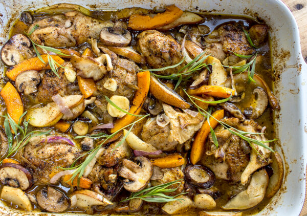 The Ultimate Chicken Stew with Fall Vegetables, Apple Brandy and Tarragon, Gluten Free