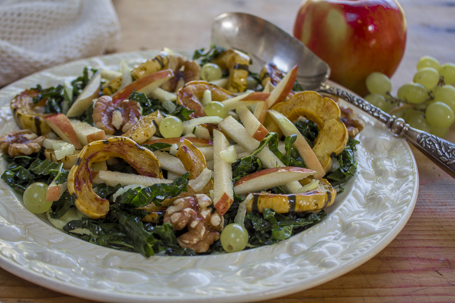 Waldorf Salad with Roasted Delicata Squash, Kale and Apples