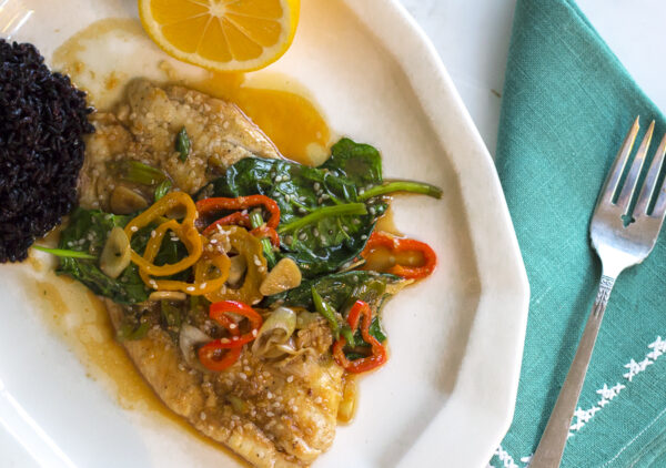 Sizzling Flounder with Soy, Lemon and Sesame