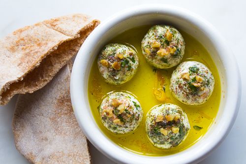 Lebneh Balls - Yogurt Cheese with Herbs, Spices, Walnuts and Olive Oil