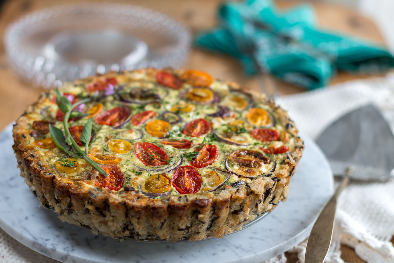 Spinach, Feta and Tomato Quiche with Wild & Brown Rice 