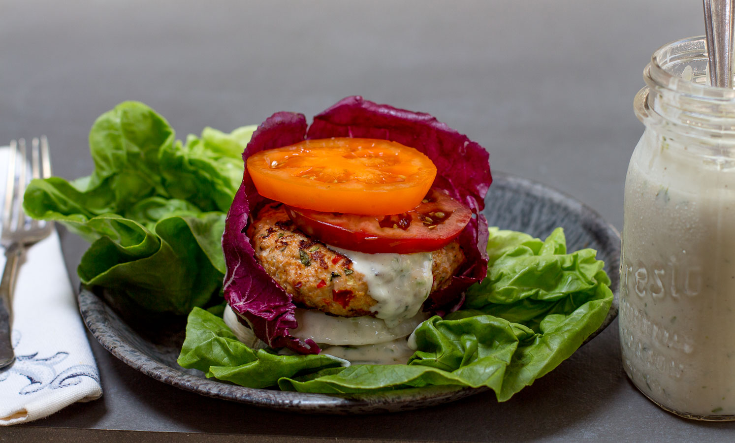 Lettuce Wrapped Chicken Burger with Zesty Ranch