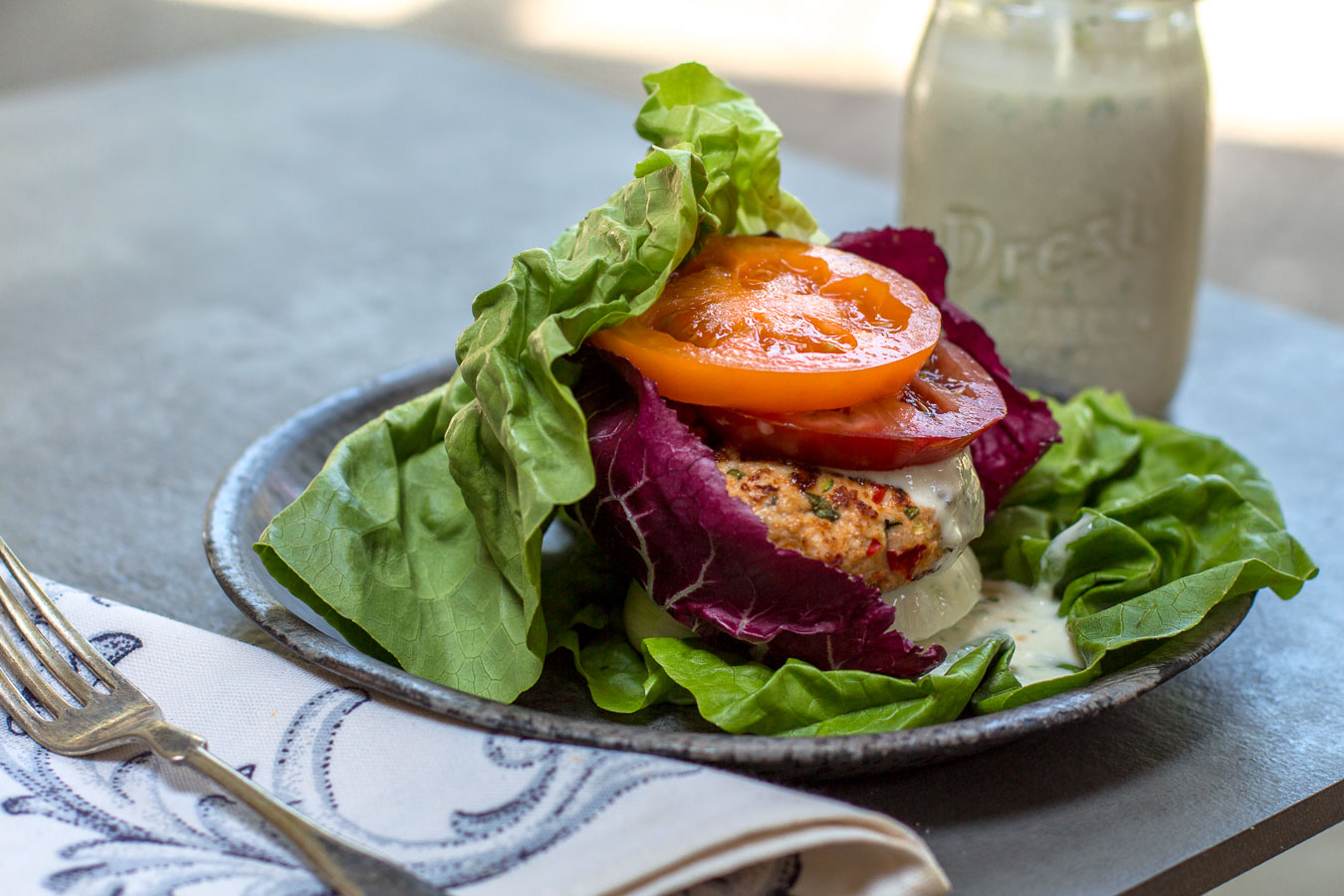 Lettuce Wrapped Chicken Burger with Zesty Ranch