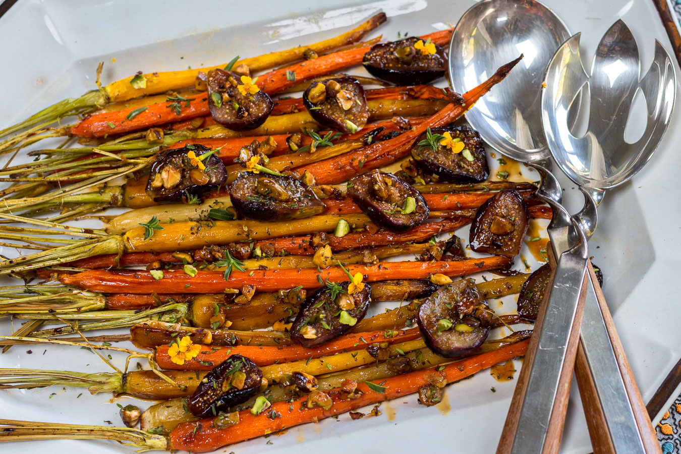 Carrots caramelize with the figs with a delectable just-sweet-enough glaze… all roasted in one pan