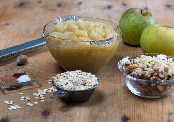 A simple, not too sweet applesauce that cooks in about 15 minutes.