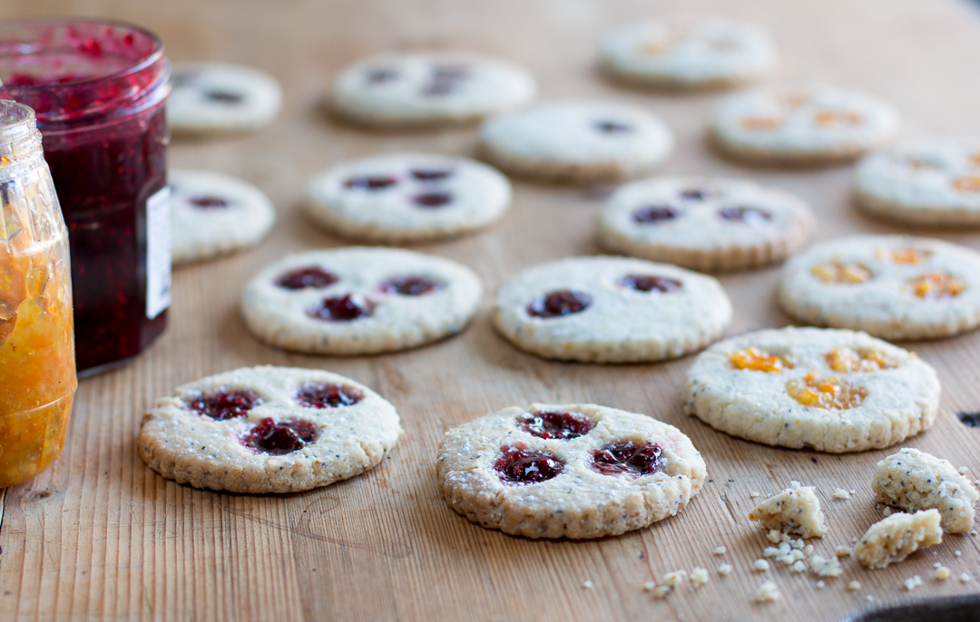 Lemon Poppy Linzer Cookies - Vegan & Gluten Free