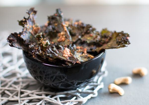 Homemade Kale Chips with miso and cashews are crunchy with an addictive flavor
