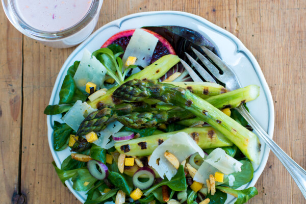 The perfect Restaurant Quality Spring Salad - choose fat asparagus and cook indoors in a grill pan – or outdoors in warmer weather