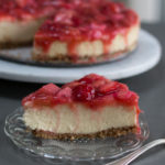 Strawberry Rhubarb Cottage Cheese Cheesecake with an Oat & Almond Press In Crust – Gluten Free
