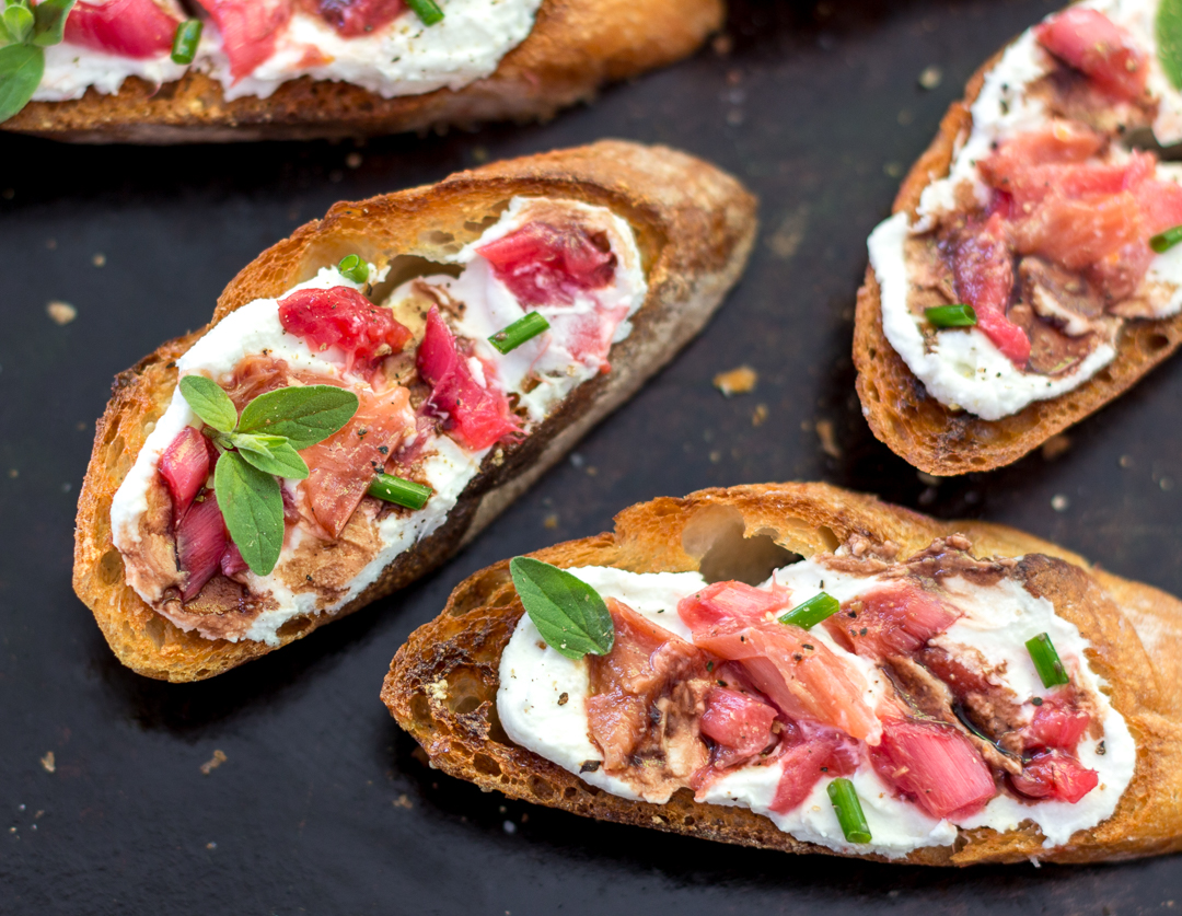 Rhubarb & Goat Cheese Bruschetta