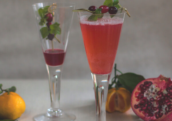Prosecco Cocktail with Spiked Cranberry Syrup