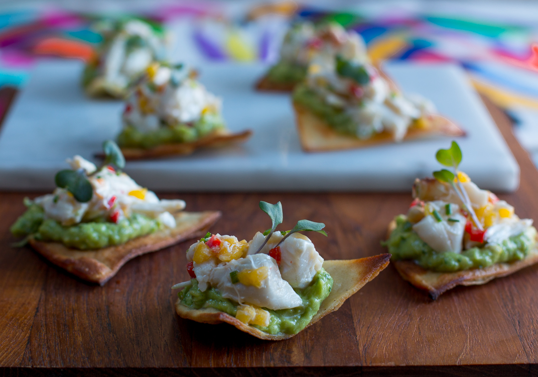 Crab Tostadas Bites with Avocado-Cucumber Mash