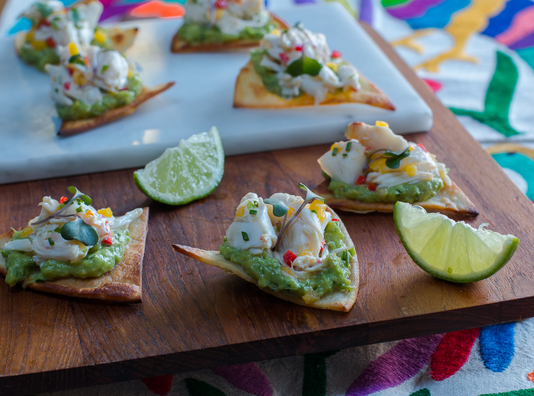 Crab Tostadas Bites with Avocado-Cucumber Mash