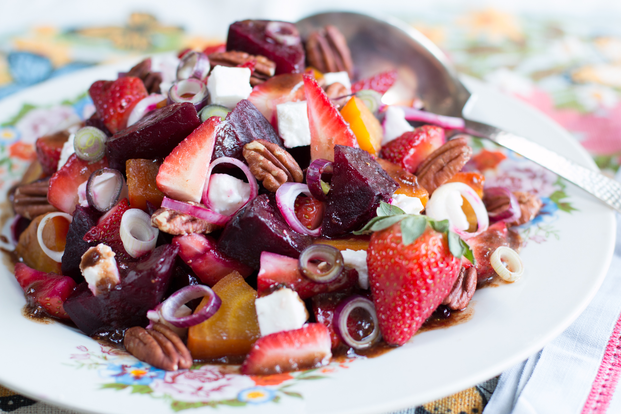 Strawberry and Beet Salad with Strawberry-Honey Balsamic Vinaigrette