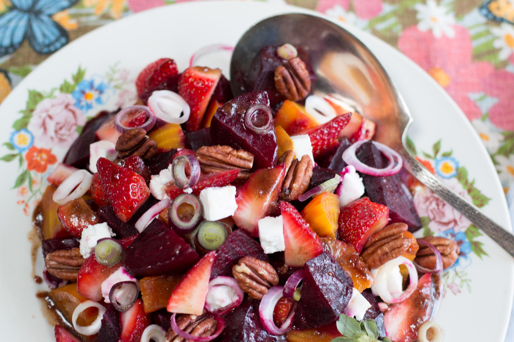 Strawberry & Beet Salad with Strawberry-Honey Balsamic Vinaigrette