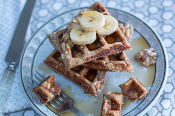 Banana Oat & Walnut Waffles