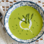 Spring Asparagus Soup with Cashew Crema Swirl