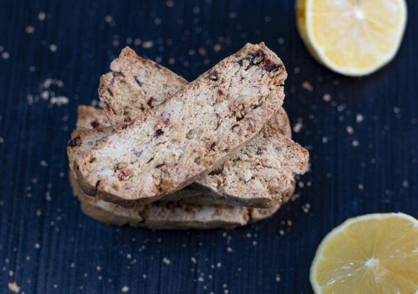 Lemon Biscotti with Dried Cherries and Almonds ~ Gluten Free