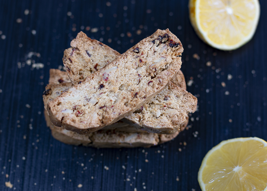 Lemon Biscotti with Dried Cherries and Almonds ~ Gluten Free