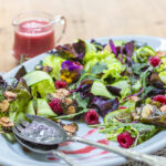 Raspberry Crunch Salad with Raspberry-Almond Oil Vinaigrette