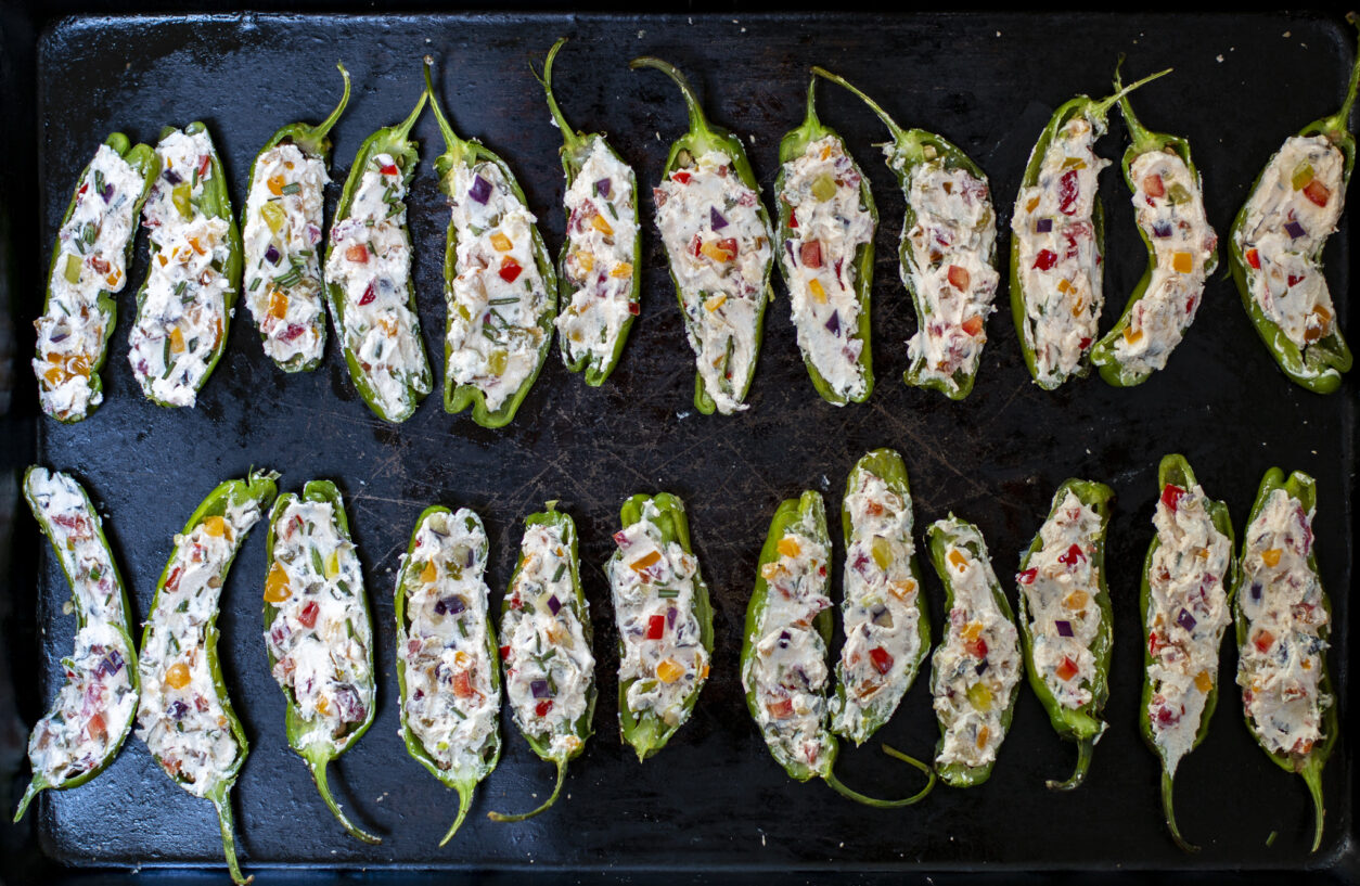 Recipe makes 24 pick-up stuffed Shishitos