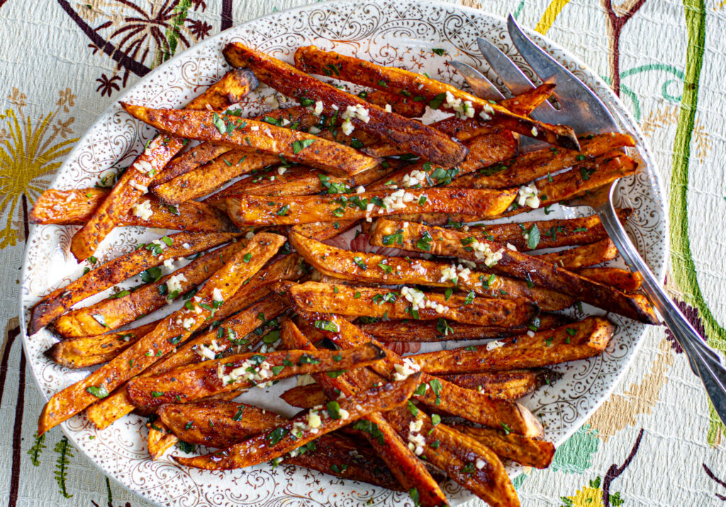 Incredible Oven Baked Sweet Potato Fries with Garlic