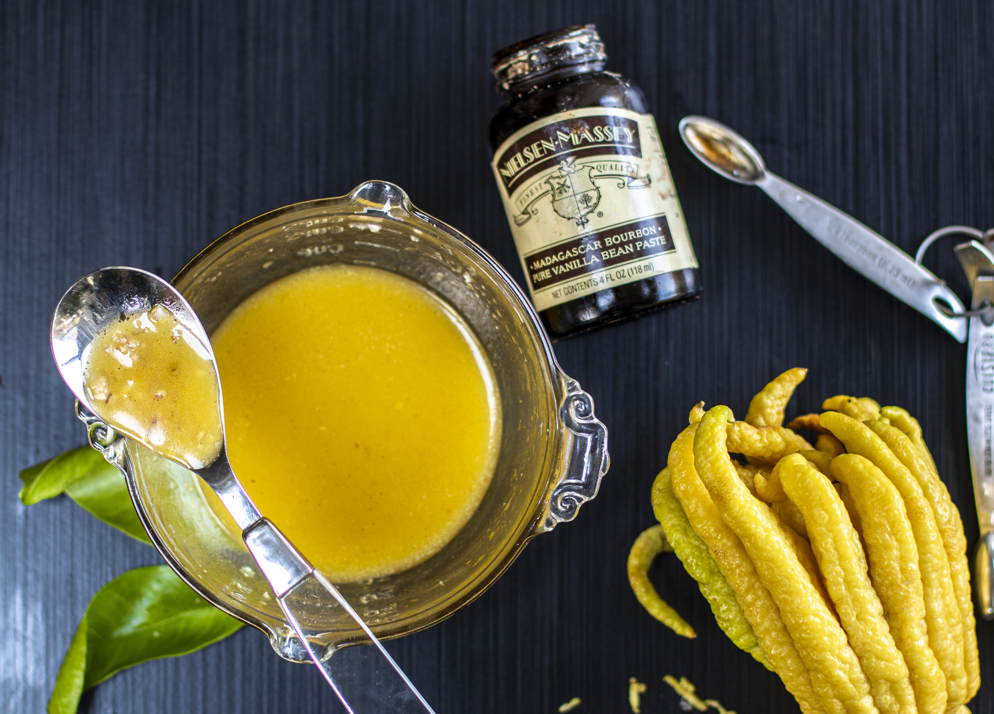 A zesty vinaigrette with citrus juices and finished with the floral notes of vanilla bean