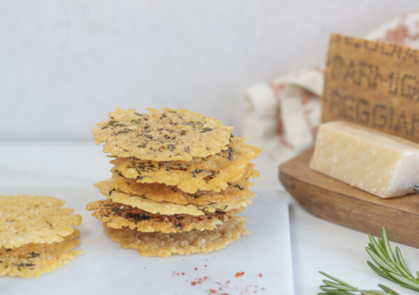 Stacked Parmesan Crisps with assorted seasonings