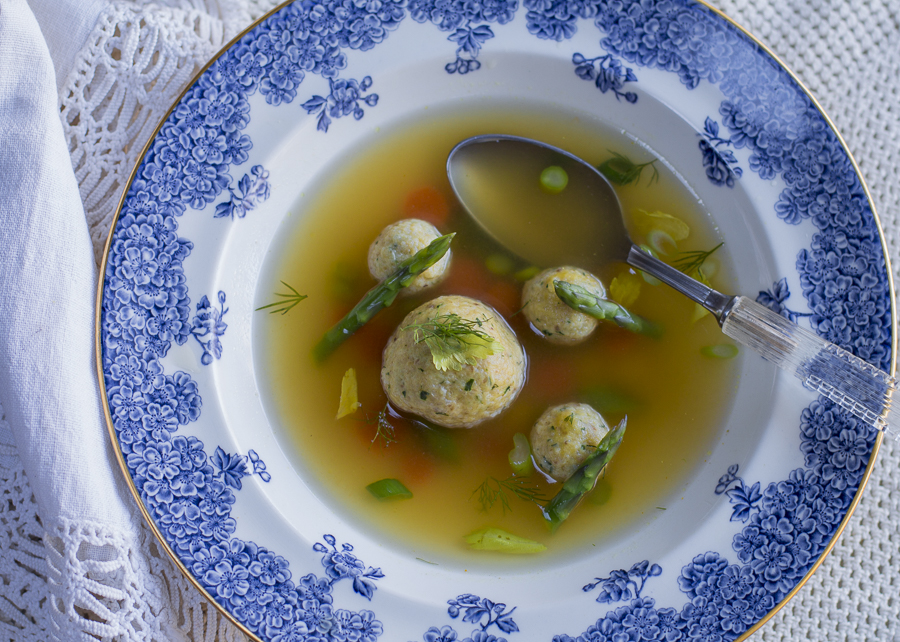 Matzo Ball Soup with Spring Vegetables – Gluten-Free