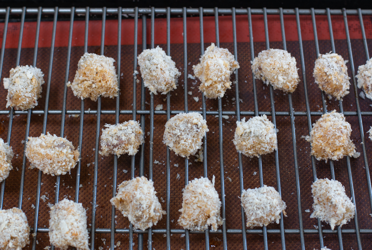 Spiced Panko Popcorn Shrimp ready to bake in the oven