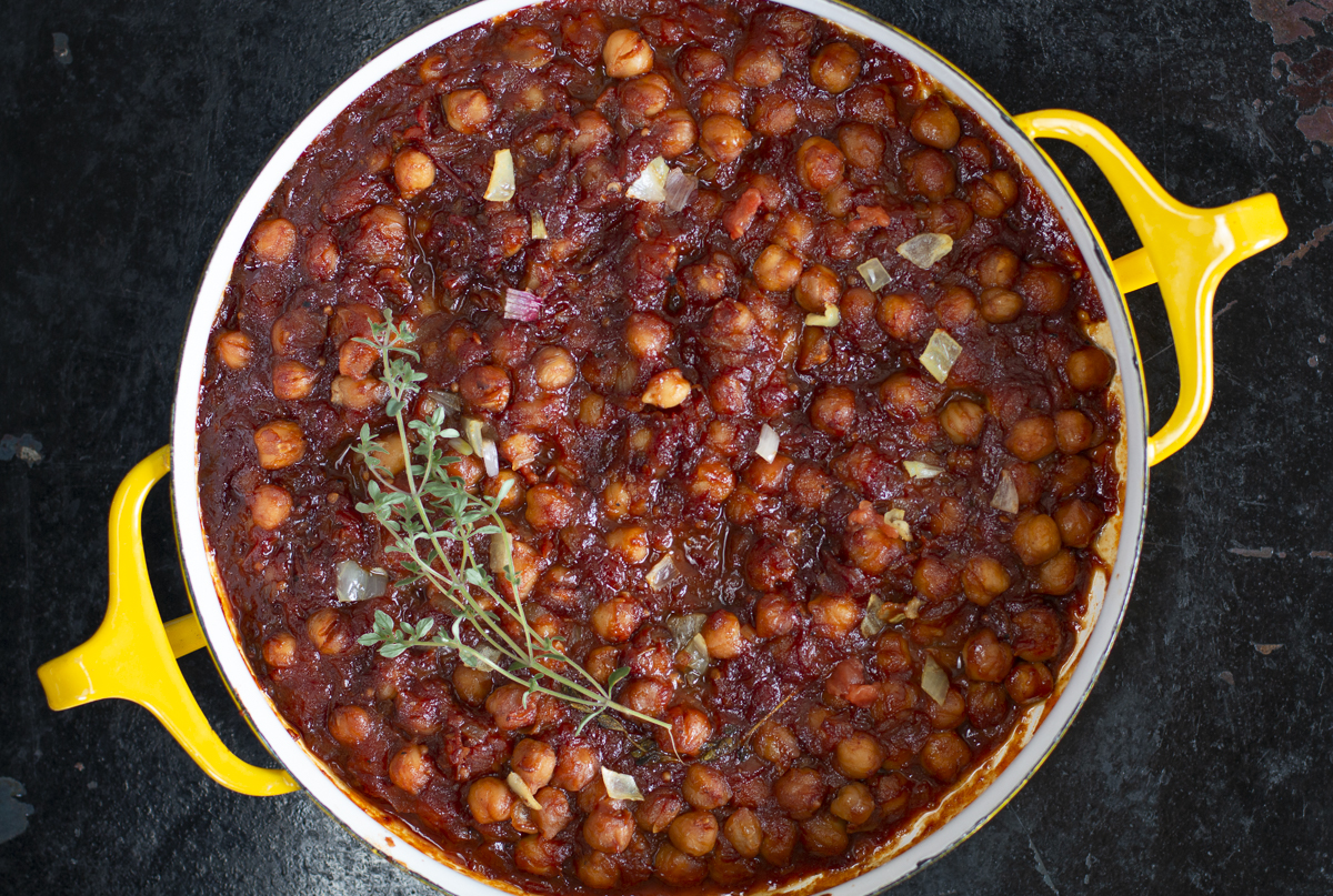 Chickpea "Baked Beans" out of the oven