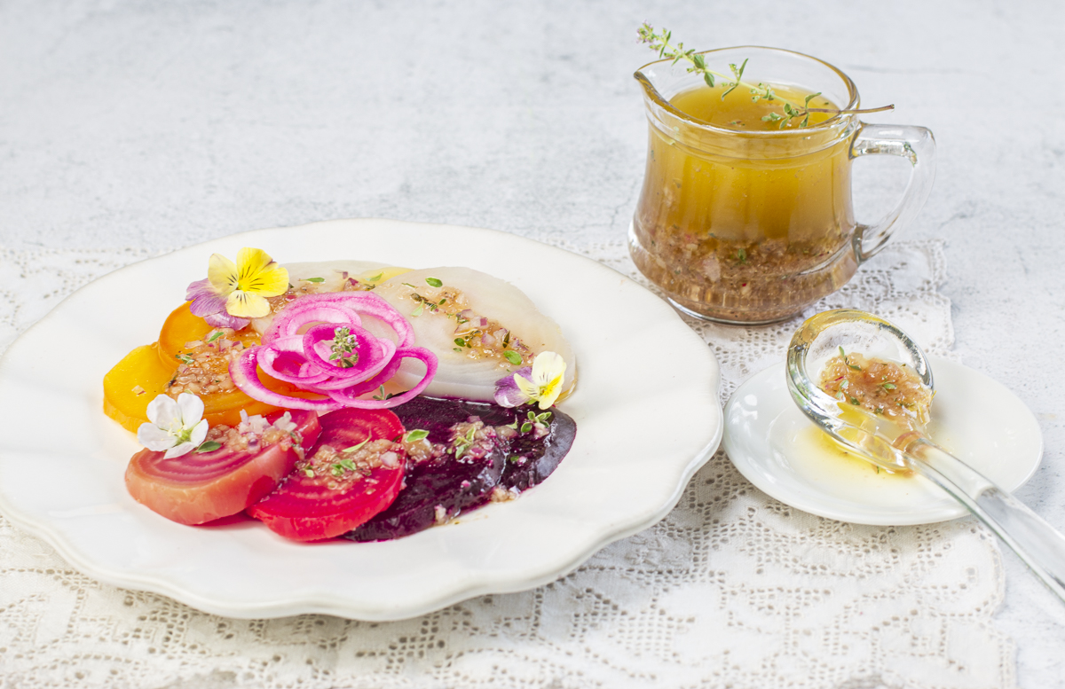 Quattro Colore Beet Salad with Shallot-Thyme Vinaigrette