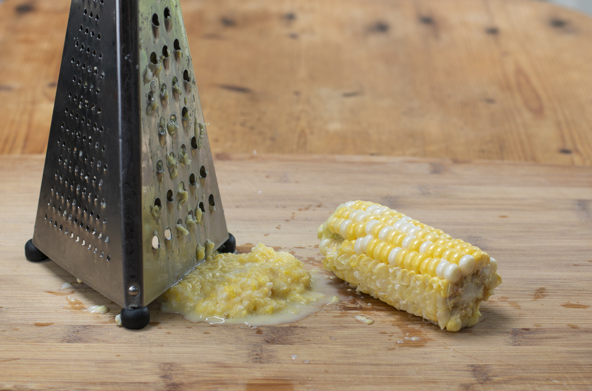 Grating corn from the cobs