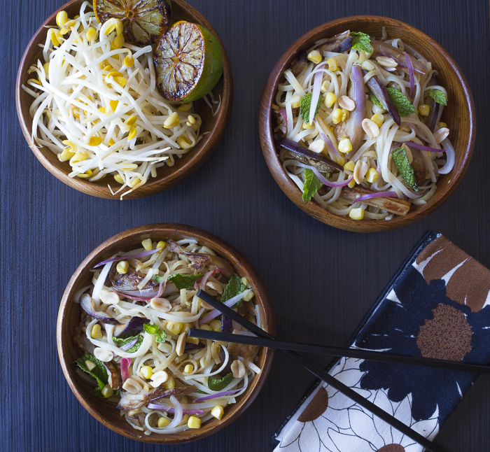 Summer Pad Thai with Eggplant and Corn