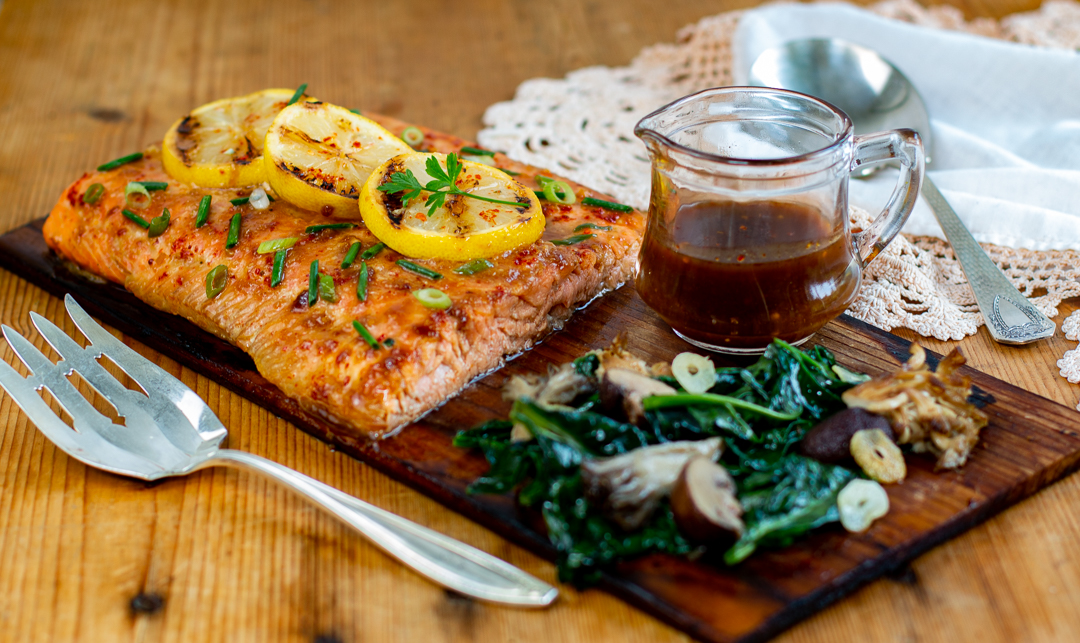 Crazy Delicious Cedar Planked Salmon with Honey, Soy & Ginger Glaze